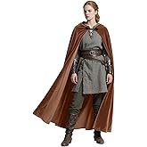 Joukavor Renaissance Hooded Cloak Medieval Cape for Adult Women Men Halloween