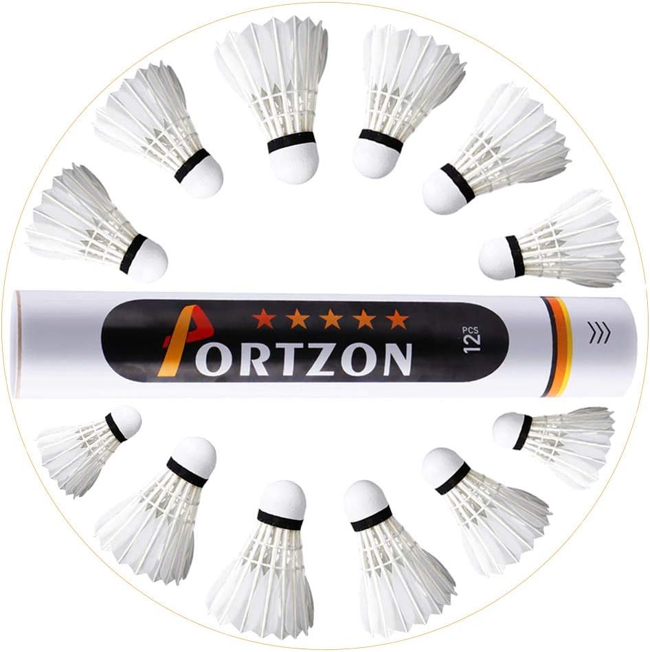 Portzon 12-Pack Goose Feather Badminton Shuttlecocks with Great Stability and Durability, High Speed Badminton Birdies Balls : Sports & Outdoors
