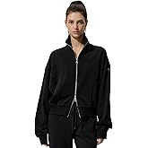 LilySilk Women Silk Terry Sweatshirt Ladies Zip-up Light Jacket with Stand Collar and Drop Shoulder for Casual or Sports