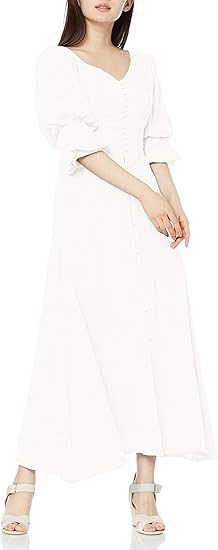 Amazon ロイヤルパーティー コットンレースダブルパフワンピース レディース オフホワイト F ワンピーススーツ 通販