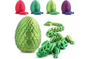 STONESTAR 3D Printed Dragon Fidget Toys, 12" Full Articulated Dragon in Mystery Egg, Home Office Decor Executive Desk Toys Xmas/Easter Gift for Dragon Lovers (Laser Yellow/Green)