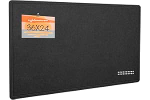 LIGHTOMORROW Bulletin Board, 36 x 24 inches Felt Board - Decorative Pin Board, Cork Board Alternative for Wall, 3' x 2' Foldable Picture Board Self-Adhesive Vision Board Prayer Board with 20 Pushpins - Black