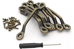 Wiosny 10 Pcs Zinc Alloy Refined Antique Pull Handle Size About 10cm Long 1.4cm Wide Vintage Style Barn Door Grab Handle 20 mounting Screws（Bronze ）