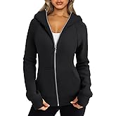 Trendy Queen Women's Full Zip Up Hoodie - Fitted Long Sleeve Sweatshirts for Fall and Winter