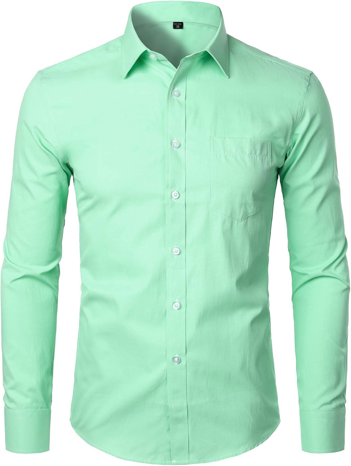 ZEROYAA Men's Long Sleeve Dress Shirt Solid Slim Fit Casual Business