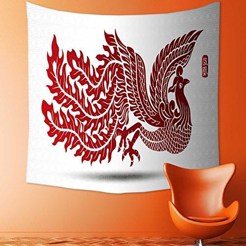 Custom Tapestry Wall Tapestry Wall Hanging Tapestries Illustration of Traditional Chinese phoenix vector illustration of Tapestry Wall Blanket Wall Decor Wall Art Home Decor 82.7 x L59.1 inches
