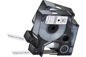 POPOBUY 2Pack Compatible for DYMO D1 Label Maker Refills A45022 S0720530 Black on Silver Label Tape 45022, 1/2 Inch x 23 Ft, 