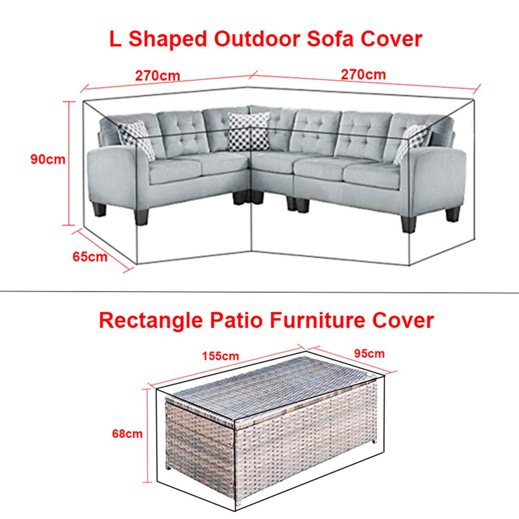L Shaped Garden Furniture Covers 210d L Shaped Outdoor Sofa Cover L Shaped Patio Couch Cover Protective Cover For Corner Sofa With Durable Hem Cord Furniture Sets