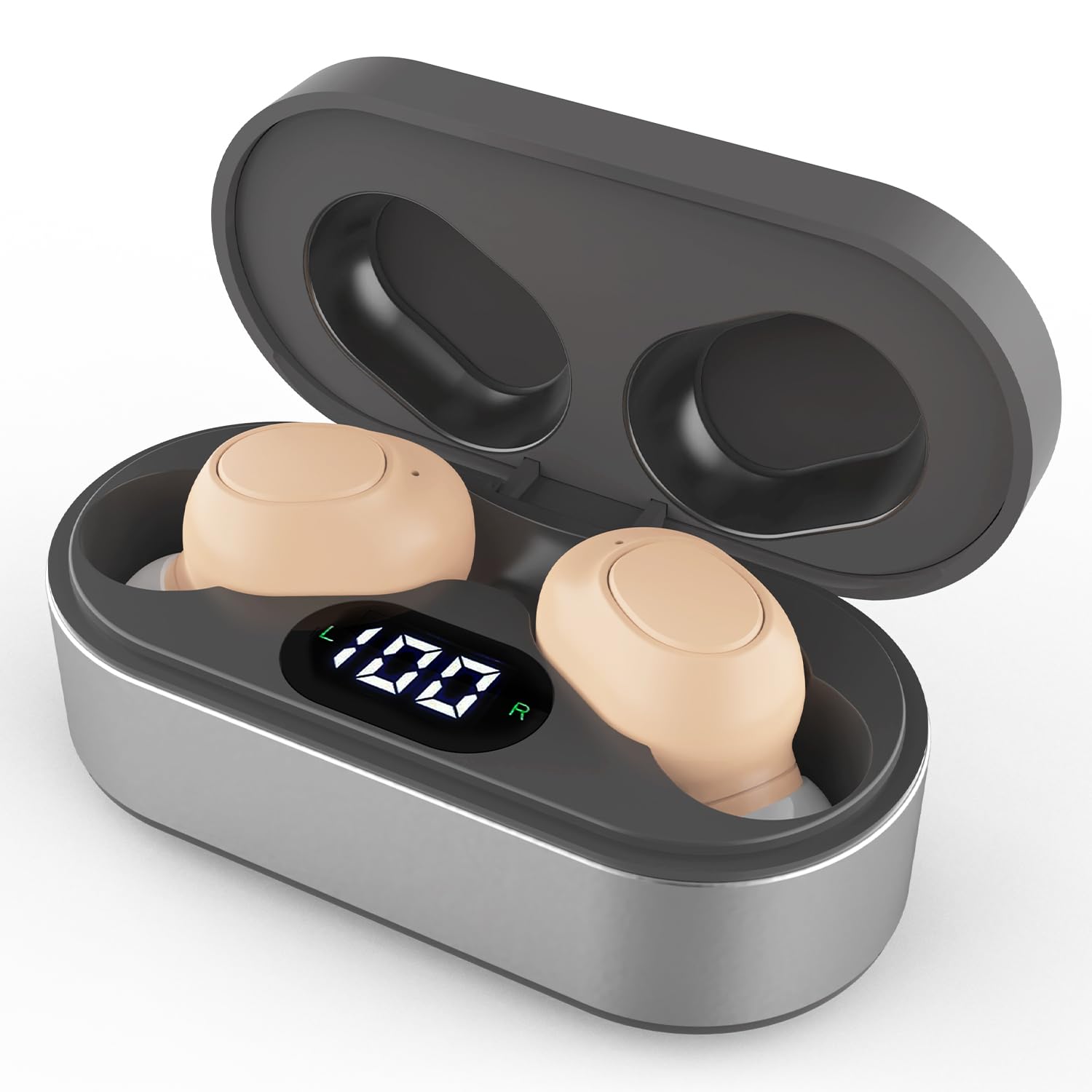 Photo 1 of Hearing Aids for Seniors, Rechargeable Hearing Amplifiers with Noise Canceling, Crystal Clear Sound, Invisible OTC Hearing Aids w/Charging Case for Adults (black)