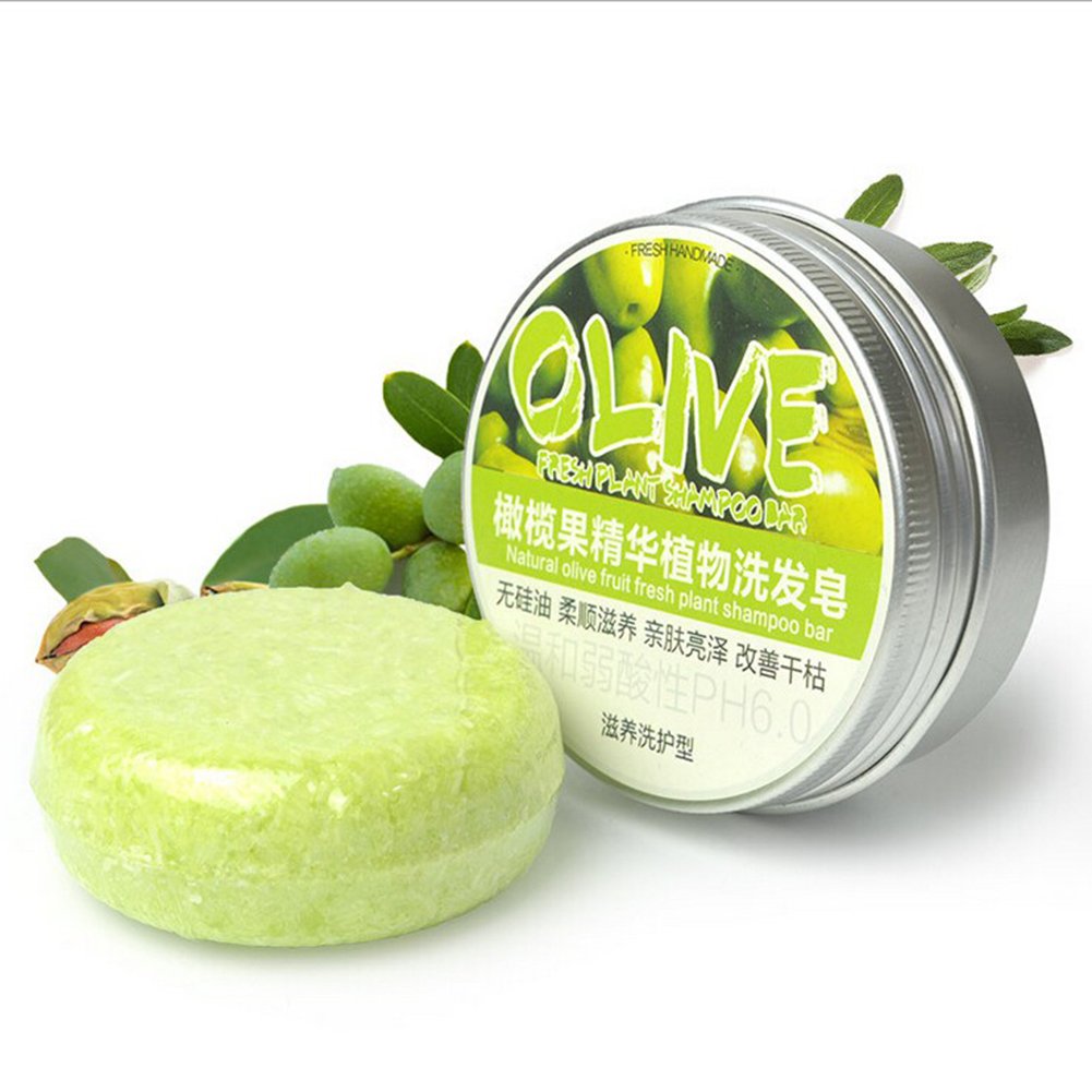 Ofanyia Natural Plant Essence Shampoo Bar Soap, Hair Care Hair Soap Bar for Hair Cleansing (Olive)