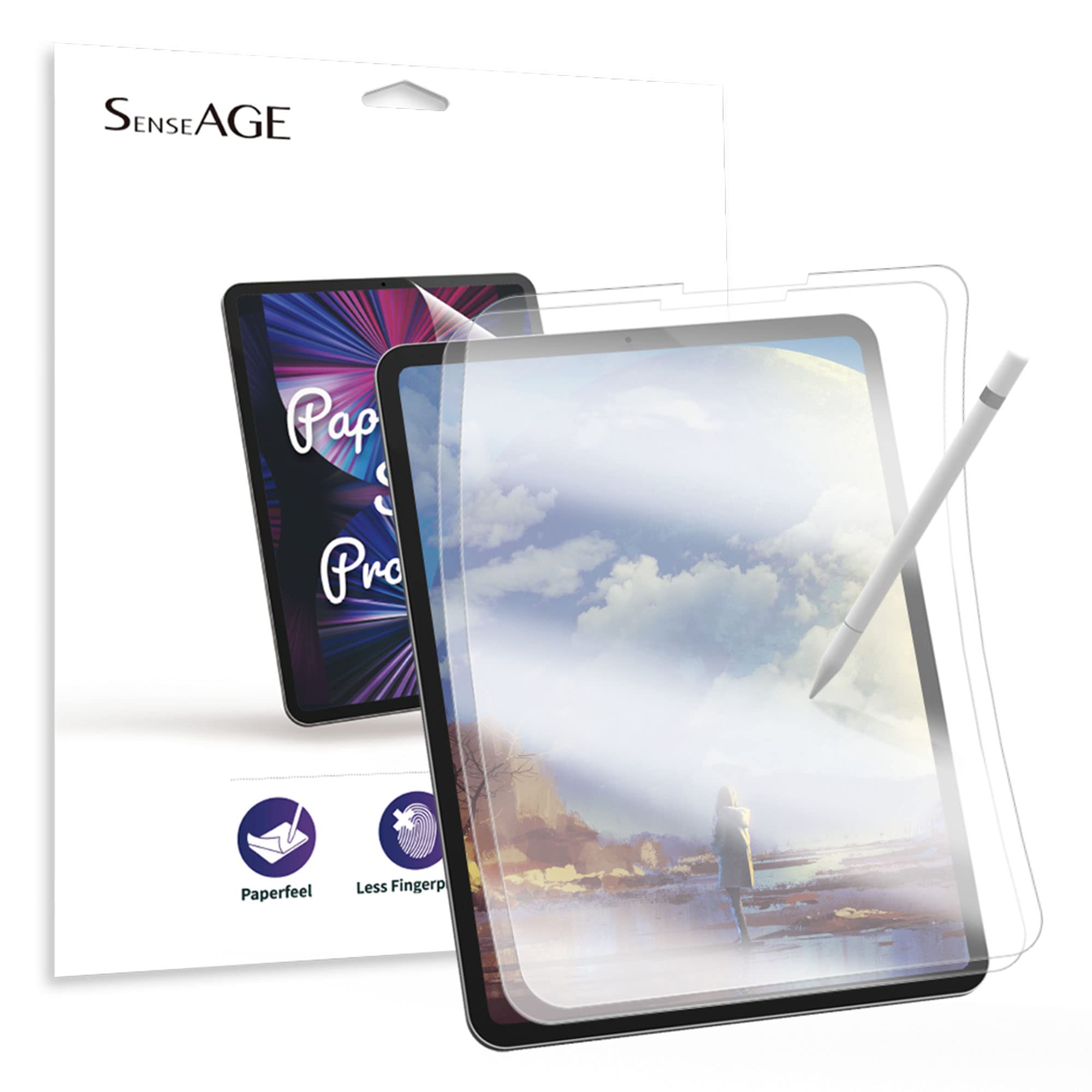 SenseAGE 2 Pack Paperfeel Screen Protector For iPad 11 inch, Paperfeel Writing Screen Protector, Anti Glare iPad protector, Compatible with iPad Pro 11 inch (2022/2021/2020/2018), iPad Air 5th/4th