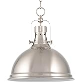 Kira Home Belle 14" Modern Industrial Pendant Light, Adjustable Hanging Height, Brushed Nickel Finish