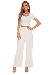 FUNYYZO Women's Wide Leg Pants High Elastic Waisted