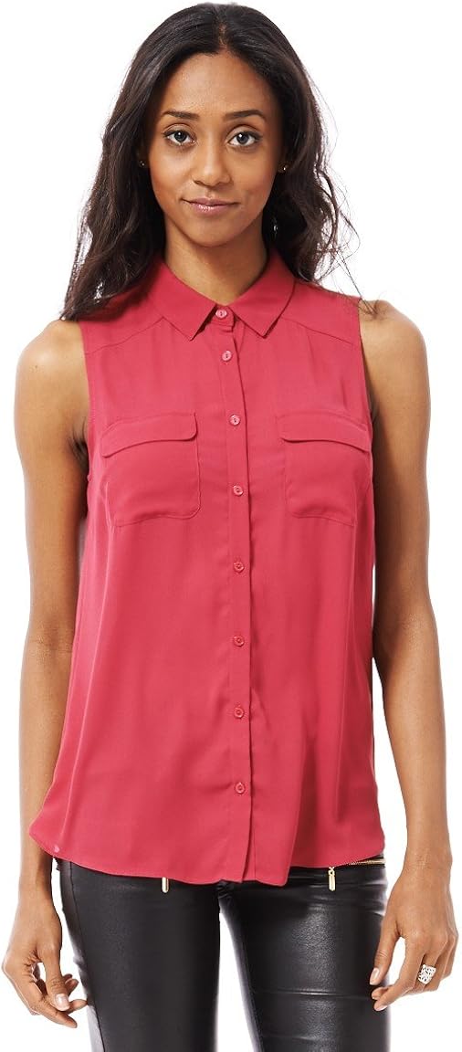 Womens Cerise Chiffon Blouse AVAILABLE IN PLUS SIZES Ladies (UK 10 - EU 38 - Cerise): Amazon.co 