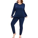 COOTRY Plus Size Thermal Underwear for Women Long Johns Fleece Lined Base Layer Top and Bottom Sets