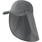 BASSDASH UPF 50+ Foldable Fishing Hat Baseball Cap with Removable Neck Flap Portable for Men Women Golf Hiking