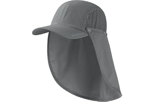 BASSDASH UPF 50+ Foldable Fishing Hat Baseball Cap with Removable Neck Flap Portable for Men Women Golf Hiking