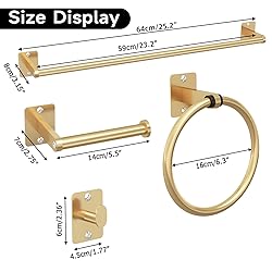 Bathroom Accessories Set, KLJKPA 4 Pieces Gold