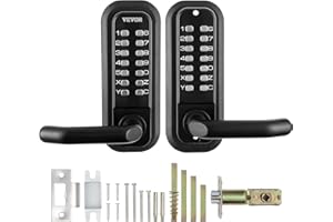 VEVOR Mechanical Keyless Entry Door Lock, 14 Digit Keypad, Double-Sided Embedded Outdoor Gate Door Locks Set with Keypad and Handle, Water-Proof Zinc Alloy, Easy to Install, for Garden, Yard, Garage