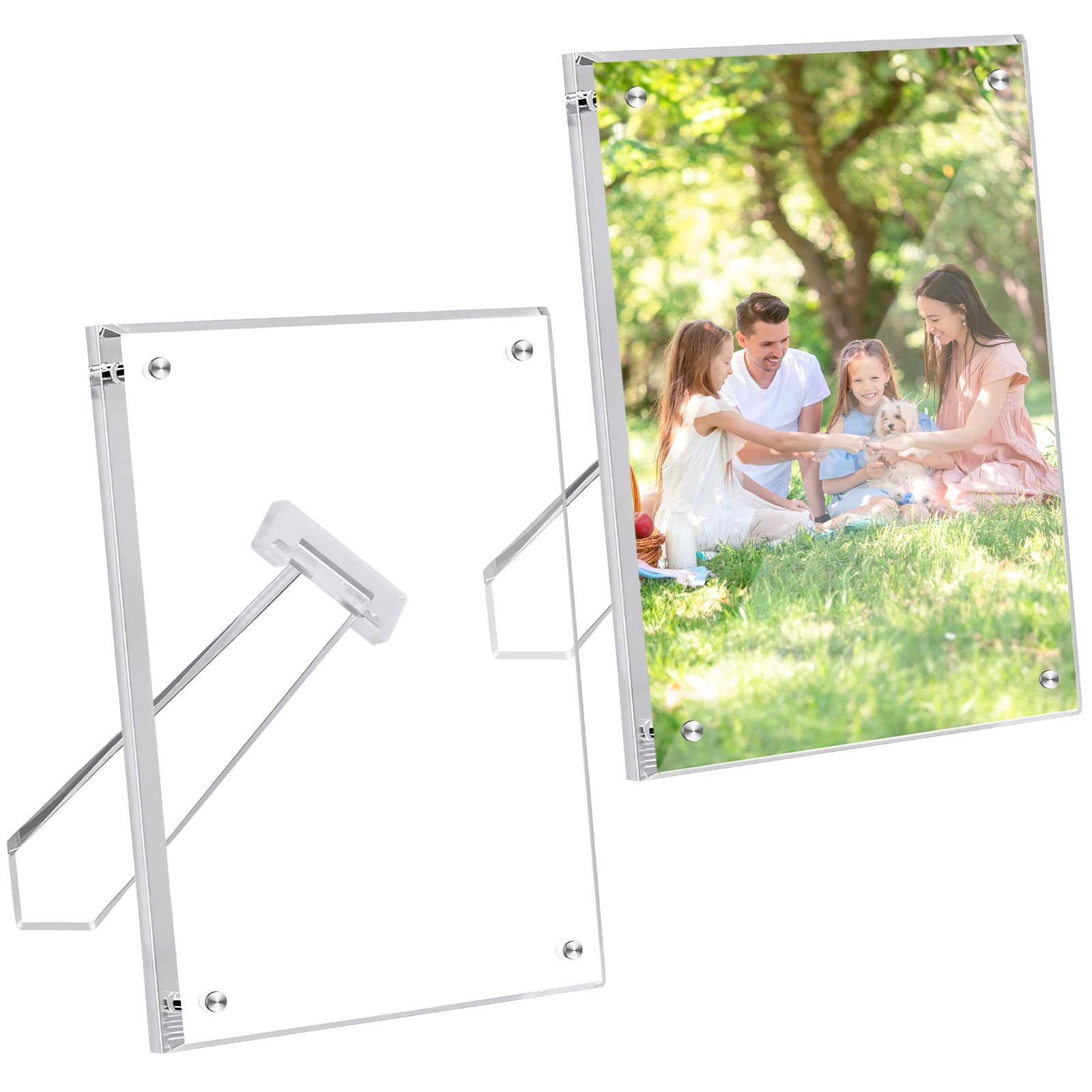 lalago 2 x Magnetic Picture Frame, 13 x 18 cm, Acrylic Photo Frame for Vertical, Acrylic Magnetic Picture Frame
