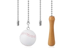 Hariendny Baseball Ceiling Fan Pull Chain Ornaments Baseball Fan Chain 12 Inches Decorative Fann Pulls Extender Chains with Baseballs Pendant for Ceiling Light Lamp Chains
