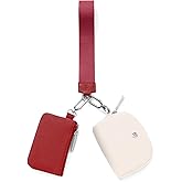 MEXS Keychain Wallet Mini Zip Around Wristlet Wallets for Women Detachable Dual Pouch Wristlet Portable Coin Purse Small Wallets