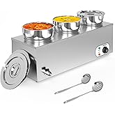 ROVSUN 22QT Commercial Soup Warmer, Electric Food Warmer Steam Table, 1200W Countertop Bain Marie with Three 7.4QT Pots, 86~1