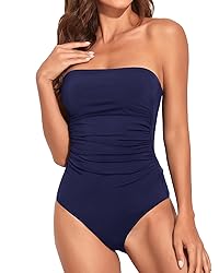 Holipick Women Navy Blue Bandeau One Piece