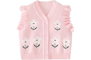 Mud Kingdom Toddler Little Girls Sweater Vest Knitted Sleeveless Button Down V-Neck Spring Autumn