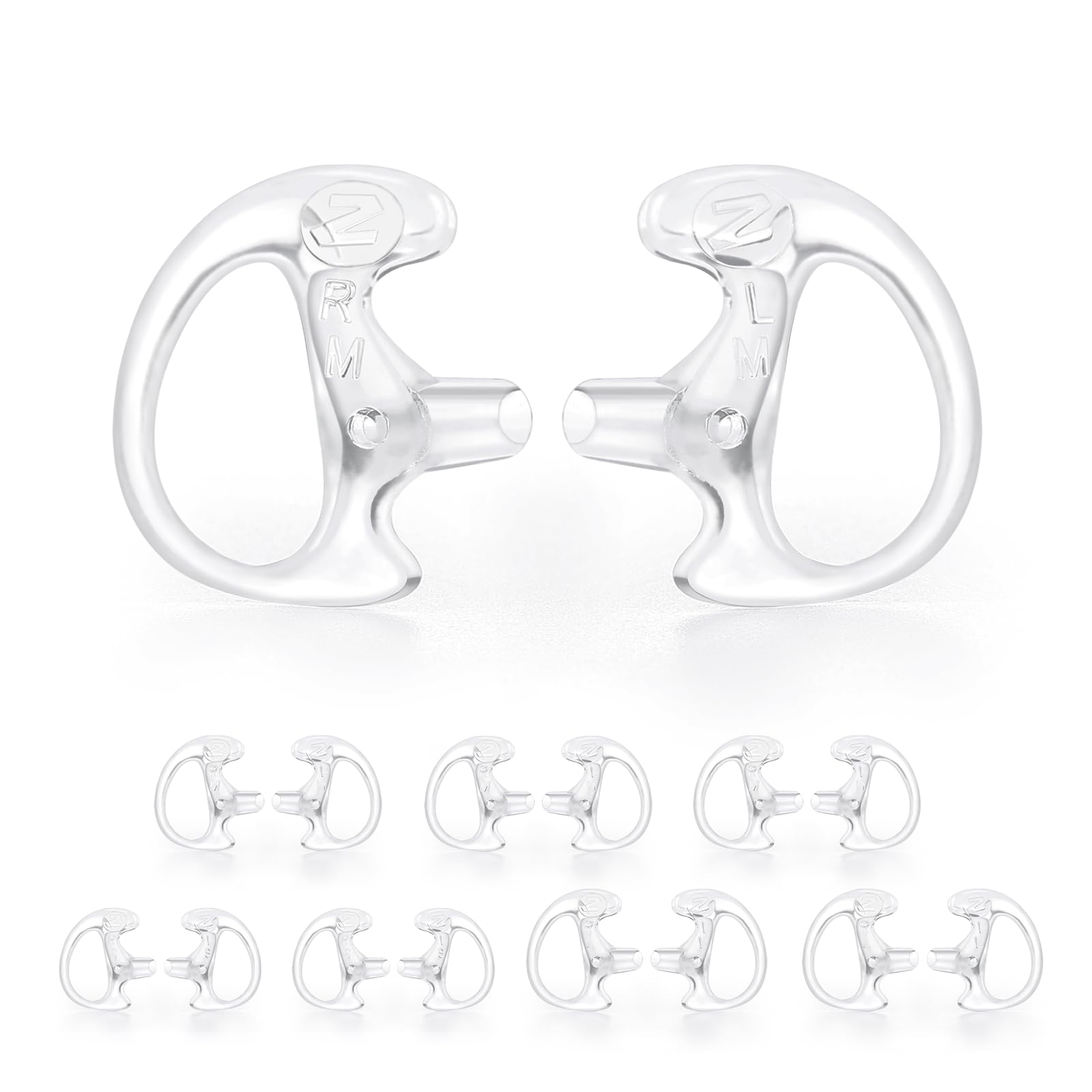 Photo 1 of Zeadio 8-Pair Pro-Grade Covert Surveillance Earbud, Replacement Ear Insert, Silicon Earmold Earplug for Two-Way Radio Earpiece Audio Coil Tube, Compatible with Motorola/Kenwood (16pcs)