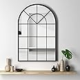NXHOME Arched Window Metal Mirror, 39.4x23.6“ Wall Mirror Windowpane Decoration for Living Room Bedroom Entryway Bathroom Vanity Corridor