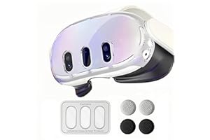 VicRole Clear Colorful Case Cover for Meta Quest 3 Headset, Protective Shell and Camera Lens Protector for Oculus Quest 3, VR Accessories Thumb Grip Caps for Quest 3 Controller