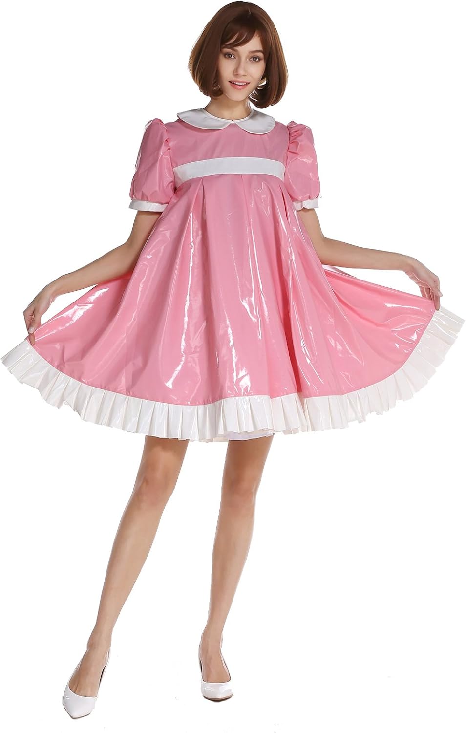 GOceBaby Sissy Girl Maid PVC Pink Aline Dress Crossdress Unifrom Clothing