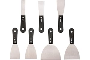 QEES 7 PCS Drywall Tools,Putty Knife Scraper Tool,Stainless Steel Paint Scraper Spackle Knife,Drywall Scraper Spackle Taping Knife For Spreading Drywall Spackle Mud, Taping,Repairing wall.