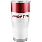 Logo Brands NCAA Alabama Crimson Tide - 30oz Colorblock Stainless Steel Tumbler, Double-Wall Vacuum Insulated, Slider Lid, Ergonomic Design, Silicone Grip