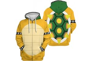 Vueamei Bowser cosplay costume hoodie，Adult 3D printed full zip hoodie