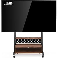 FITUEYES Corner Floor TV Stand With Mount – Adjustable Height For 55 To 78 Inch TVs, Mobile Cart With Wheels, Storage Shelf, VESA 400x600