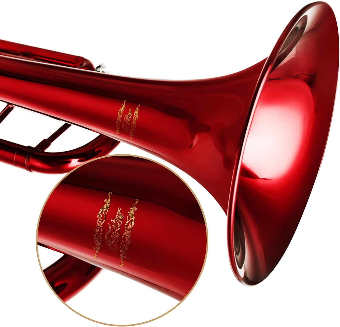 Eastar Bb Trumpet Standard Trumpet Set for Student Beginner with Hard Case, Cleaning Kit, 7C Mouthpiece and Gloves, Brass Bb Trumpet Instrument, Red, ETR-380R: Musical Instruments