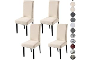 YISUN Dining Chair Covers, Stretch Removable Washable Dining Chair Protector Parsons Chair Slipcover for Hotel, Dining Room, Ceremony, Banquet Wedding Party (4 Pack, Beige)