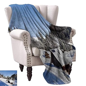 Amazon Com Winter Warm Blanket Log Cabins In The Mountains Sunny