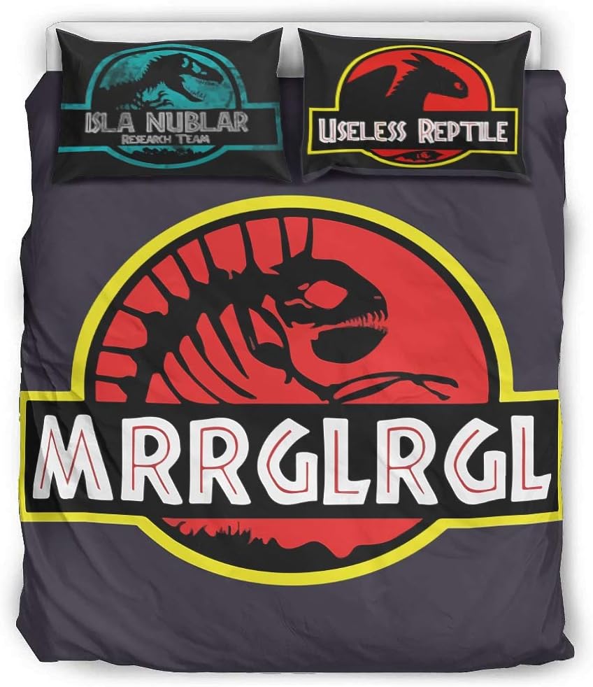 VVEDesign Mrglrgl Park Bedspread Comforter Set Full/Queen Soft Lightweight Jurassic 3-Piece Quilt Set for Girls Bedroom White 90x90 inch