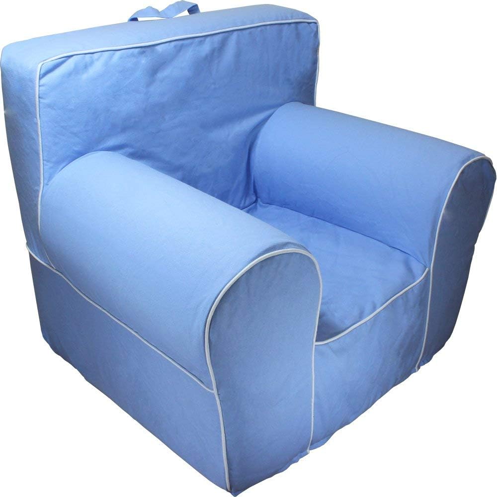 CUB CHAIRS Comfy Small Light Blue Kid's Chair with Machine Washable Removable Cover