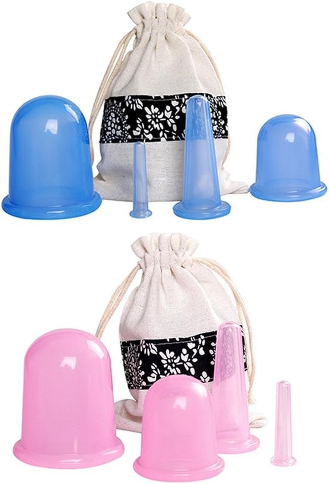Biback 4PCS/Set Vacuum Body Cup Silicone Strong Suction Cupping Tool Health Care with Strong Suction.