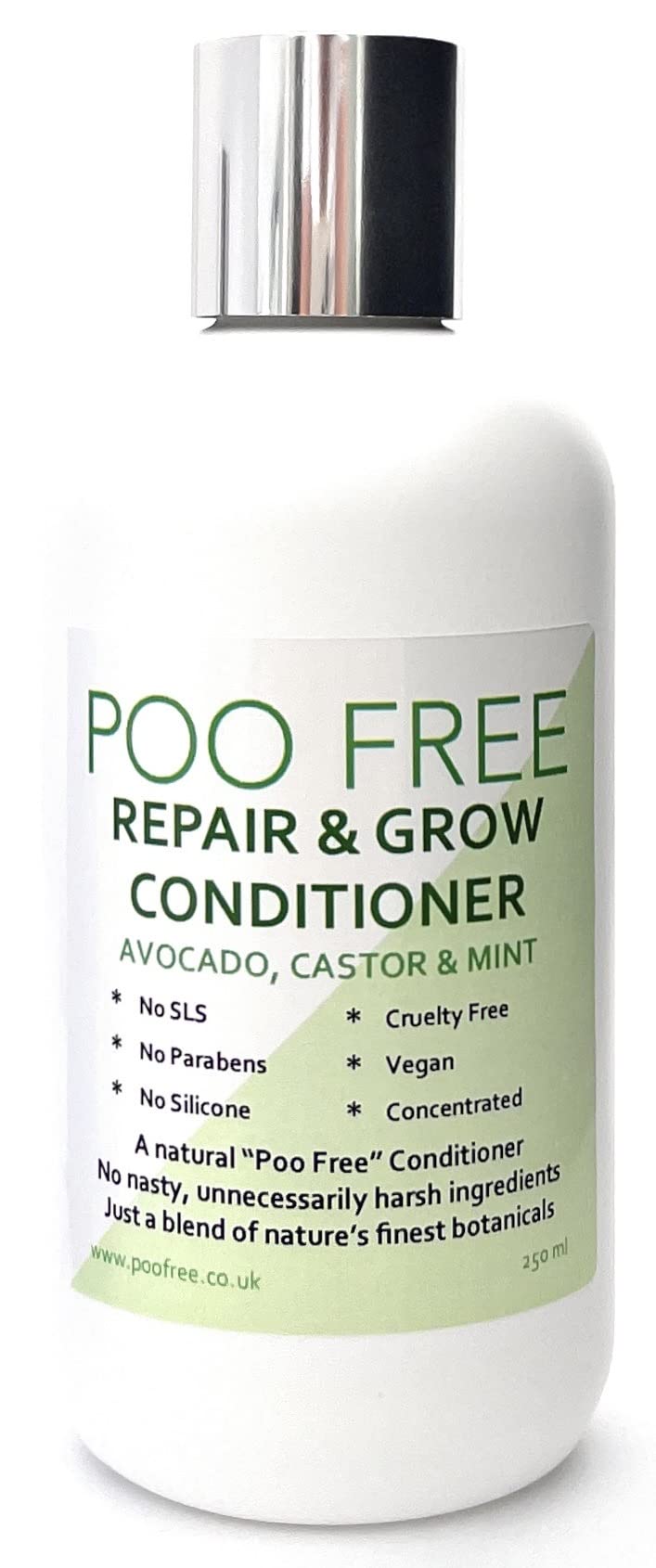 POO FREE Castor & Avocado Fortifying Conditioner – Density & Strength Formula – 99% Natural Origin – pH 5.5 Scalp-Neutral – Silicone-Free Hair Repair – Anti-Breakage & Shine – Vegan – 250ml