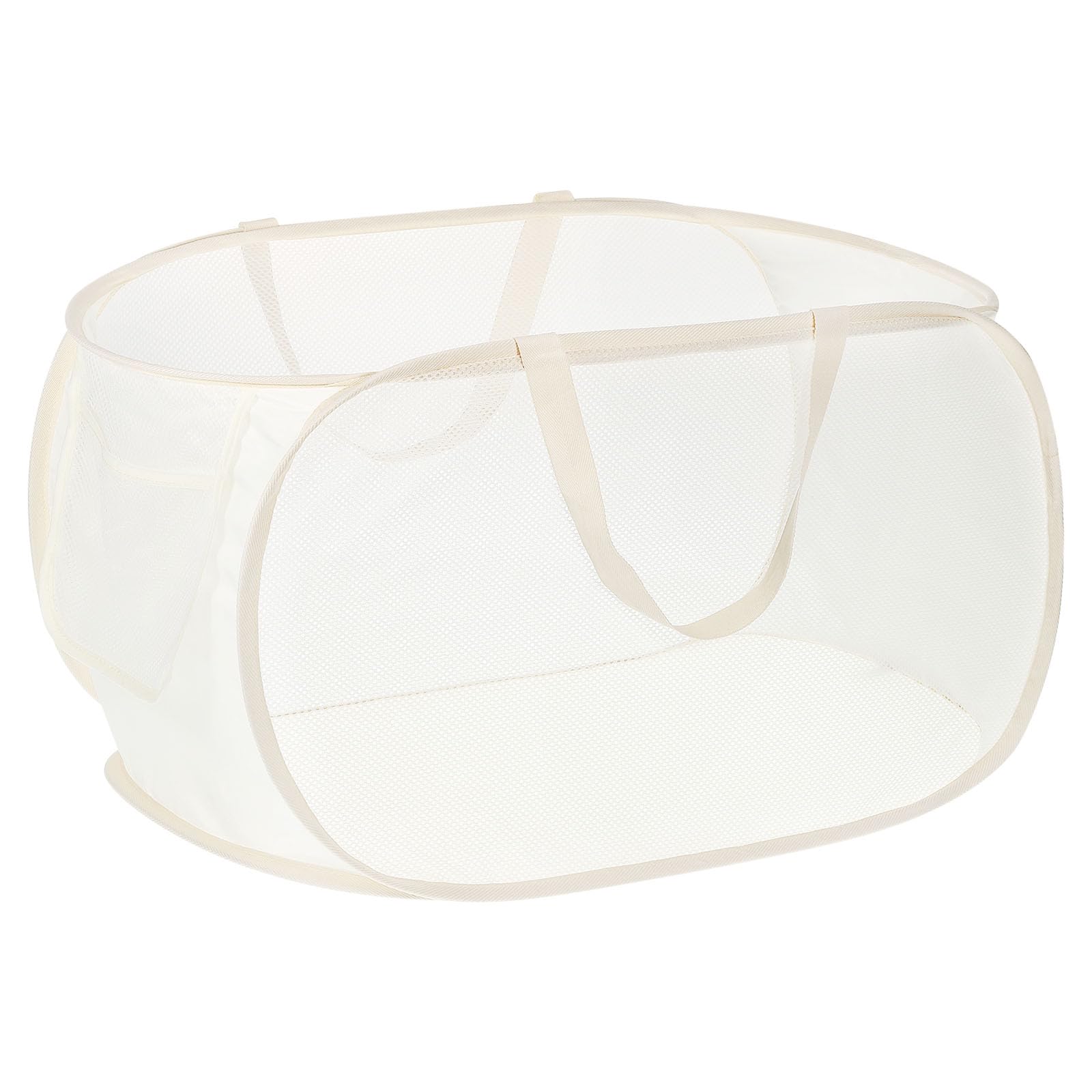 PATIKIL Mesh Laundry Hamper, Collapsible Laundry Baskets Dirty Clothes Laundry Bag with Handles for Laundry Room, Travel, Beige