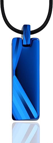 Amazon Rockyuブランド ネックレス メンズ シルバー ブラック ブルー青 タングステン 高級感 プレート スティック ペンダント ステンレス製チェーン 男性 ネックレス 誕生日 父の日 人気 プレゼント ブルー ネックレス 通販