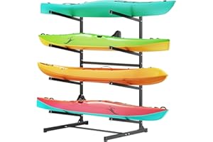 VEVOR Kayak Storage Rack for 4 Kayaks, Holds 220 lbs, Heavy Duty Freestanding Stand for Indoor Outdoor Garage Shed Dock, Stor