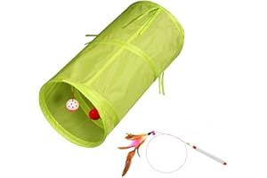 iCAGY Cat Tunnel for Indoor Cats Interactive, Rabbit Tunnel Toys, Pet Toys Play Tunnels for Cats Kittens Rabbits Puppies Crinkle Collapsible Pop Up Light Green 20"