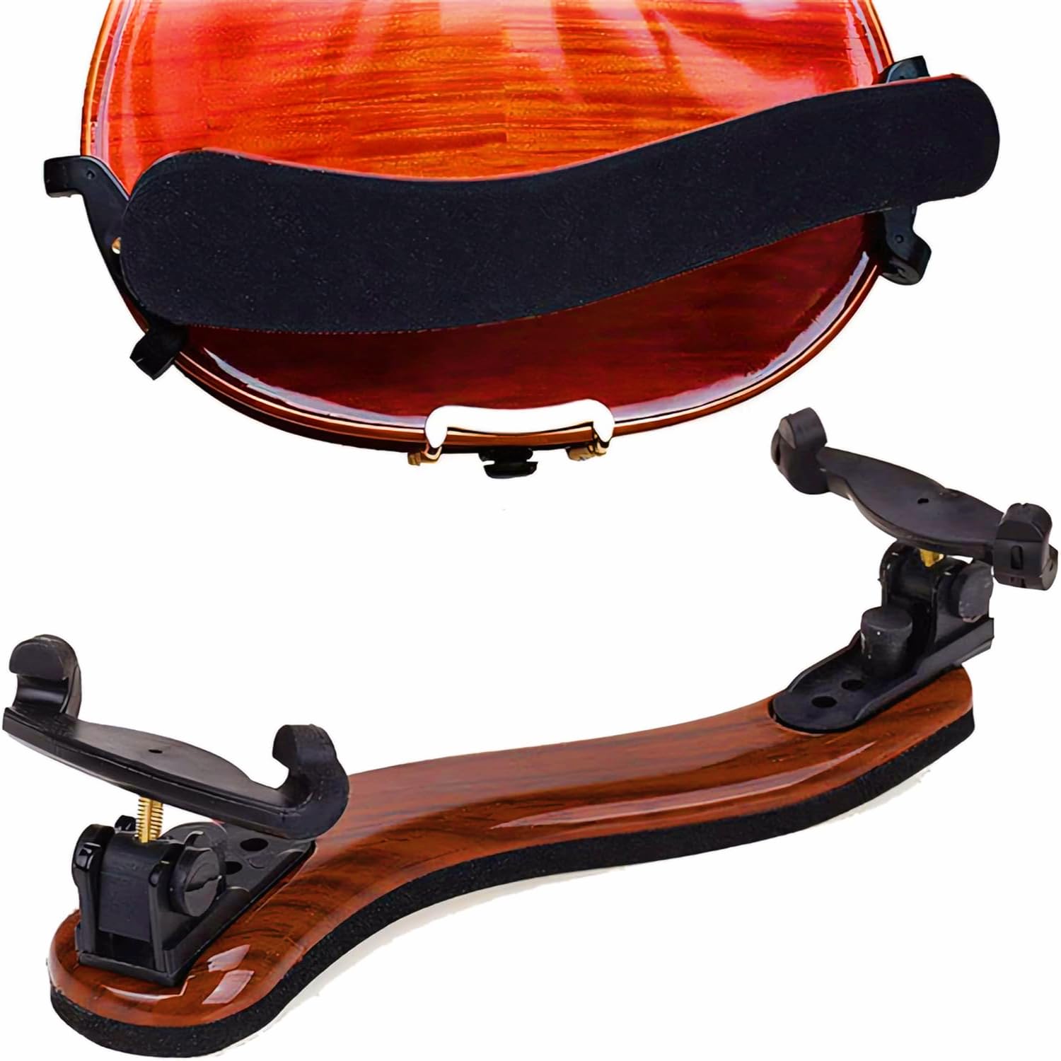 Photo 1 of AMZZ Adjustable Solidwood Violin Shoulder Rest – Collapsible, for 3/4 & 4/4 Violins, 12" & 13" Violas, Comfortable Support