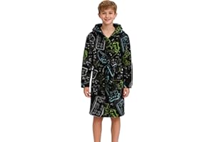 BEST FOR ALL Boys Fleece Robe Kids Hooded Bathrobe Plush Soft Fuzzy Bathrobe for Children 2-16 Years